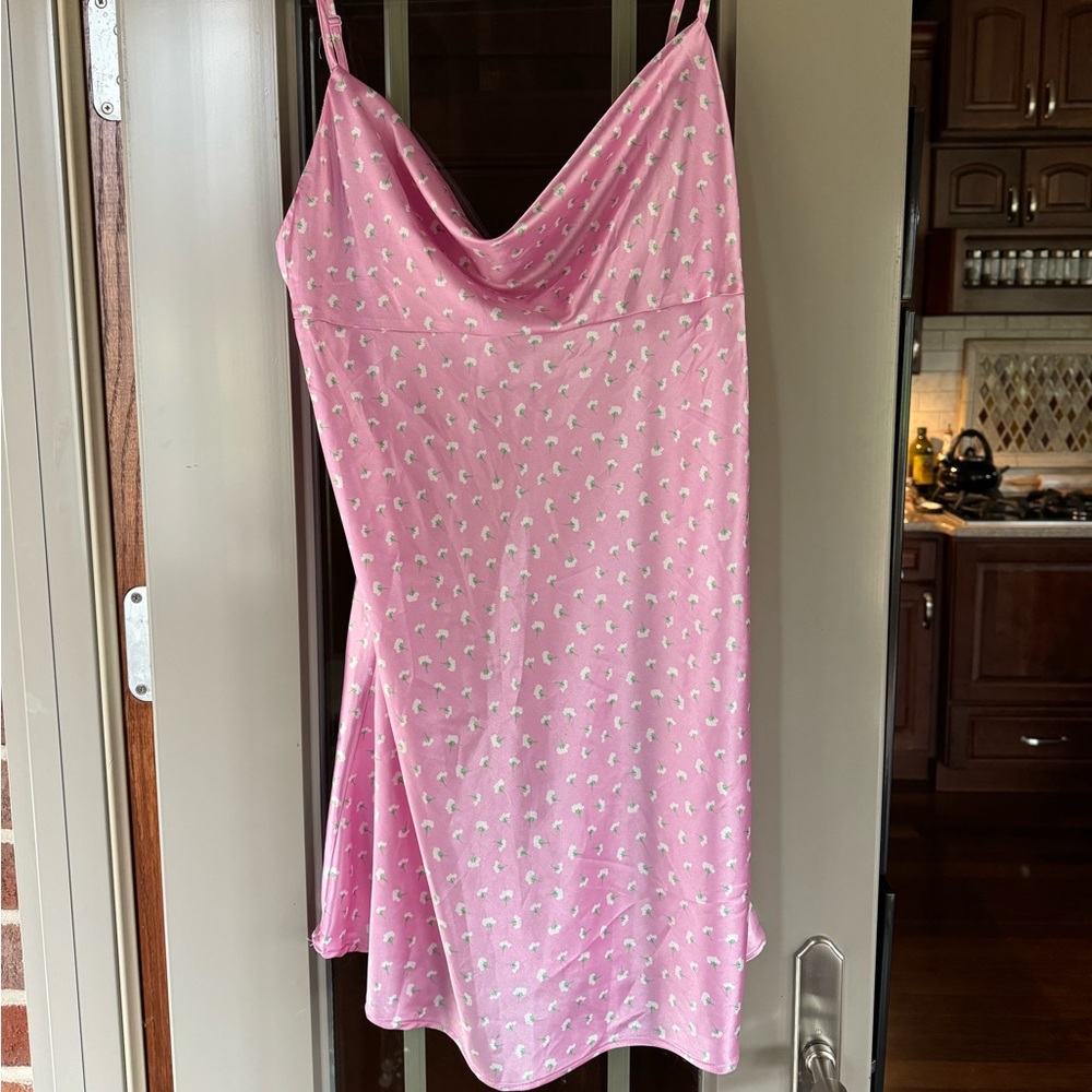 Pink Satin Mini Dress
